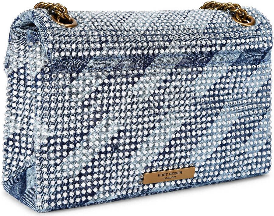 Kurt Geiger denim crossbody tas Kensington met strass blauw - Foto 2