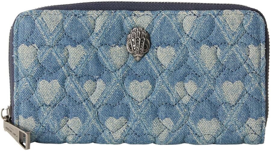 Kurt Geiger denim portemonnee Kensington met hartjes blauw