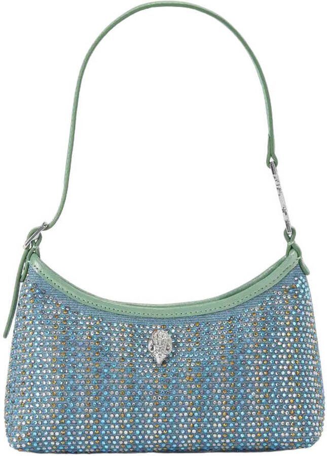 Kurt Geiger denim schoudertas Fabric Kurt Mini met strass blauw