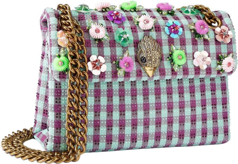 Kurt Geiger geruite crossbody tas Kensington met strass paars lichtblauw - Foto 3
