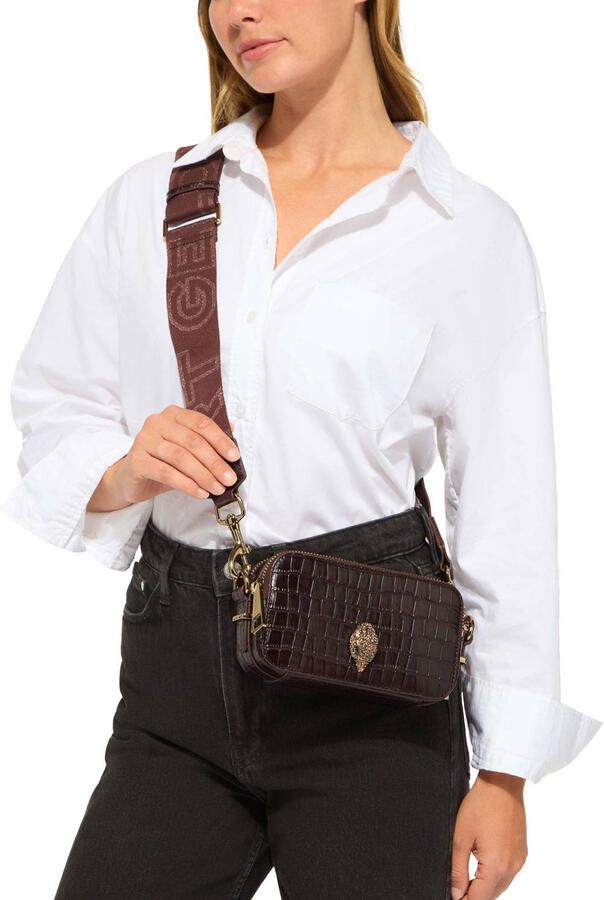 Kurt Geiger leren crossbody tas Kensington donkerbruin