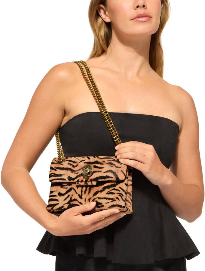 Kurt Geiger leren crossbody tas Kensington met panterprint bruin