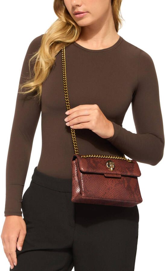 Kurt Geiger leren crossbody tas Kensington met slangenprint bruin