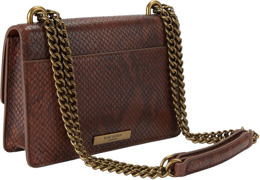 Kurt Geiger leren crossbody tas Shoreditch met slangenprint donkerbruin - Foto 3