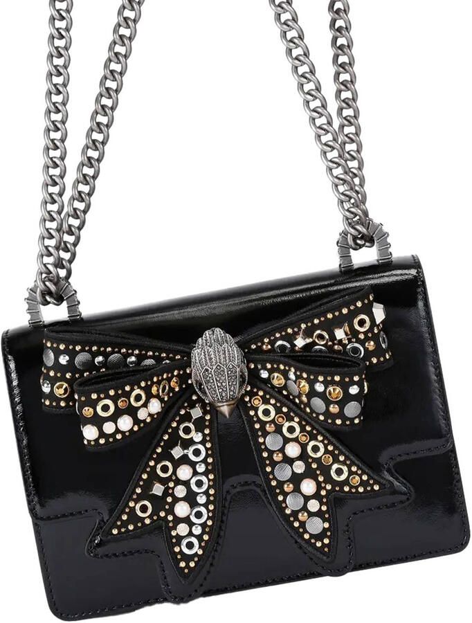 Kurt Geiger leren crossbody tas Shoreditch met strass zwart