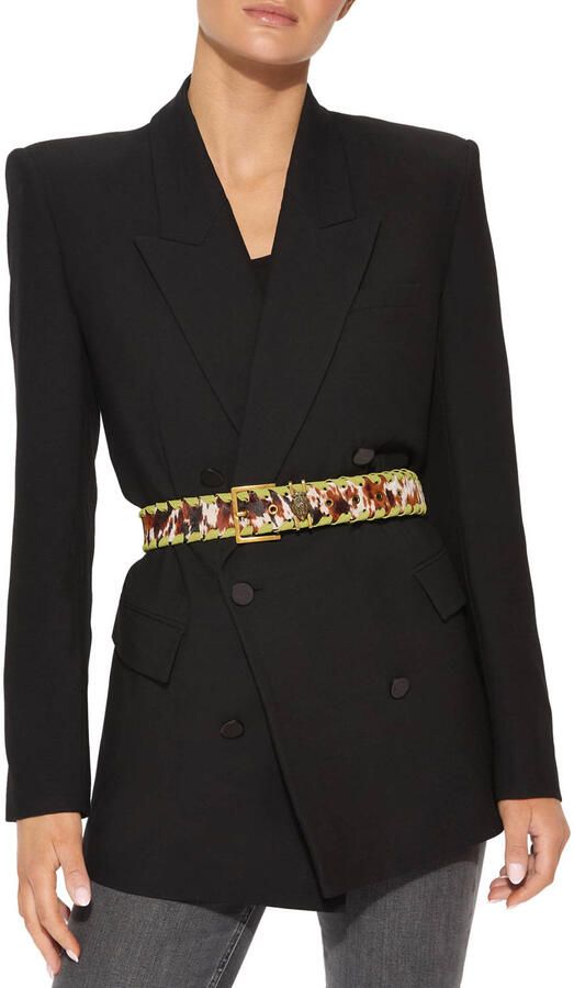 Kurt Geiger leren riem met koeienprint Shoreditch ecru
