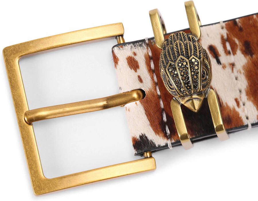 Kurt Geiger leren riem met koeienprint Shoreditch ecru - Foto 3
