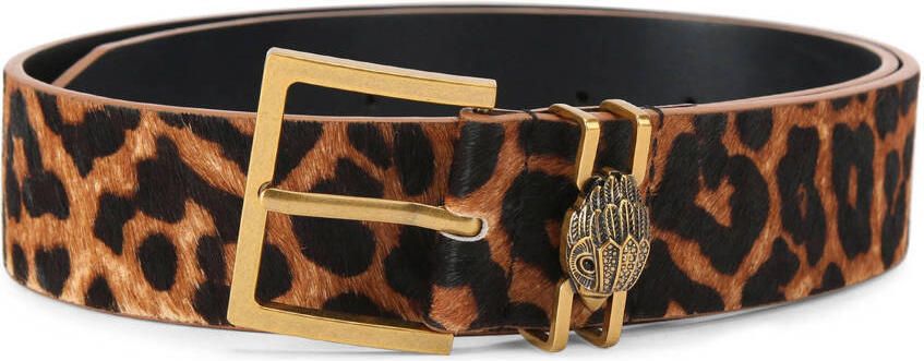 Kurt Geiger leren riem Shoreditch met panterprint bruin