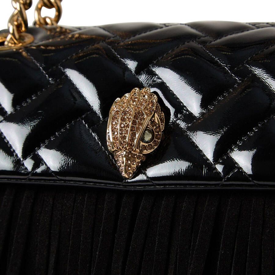 Kurt Geiger leren schoudertas Kensington Fringe zwart