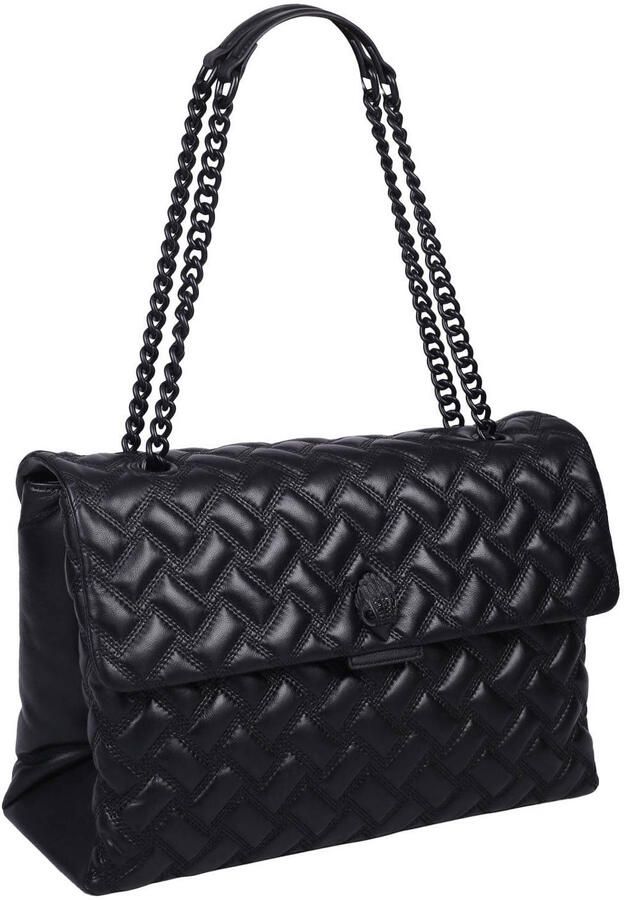 Kurt Geiger Zwarte Leren Schoudertas met Adelaar Black Dames