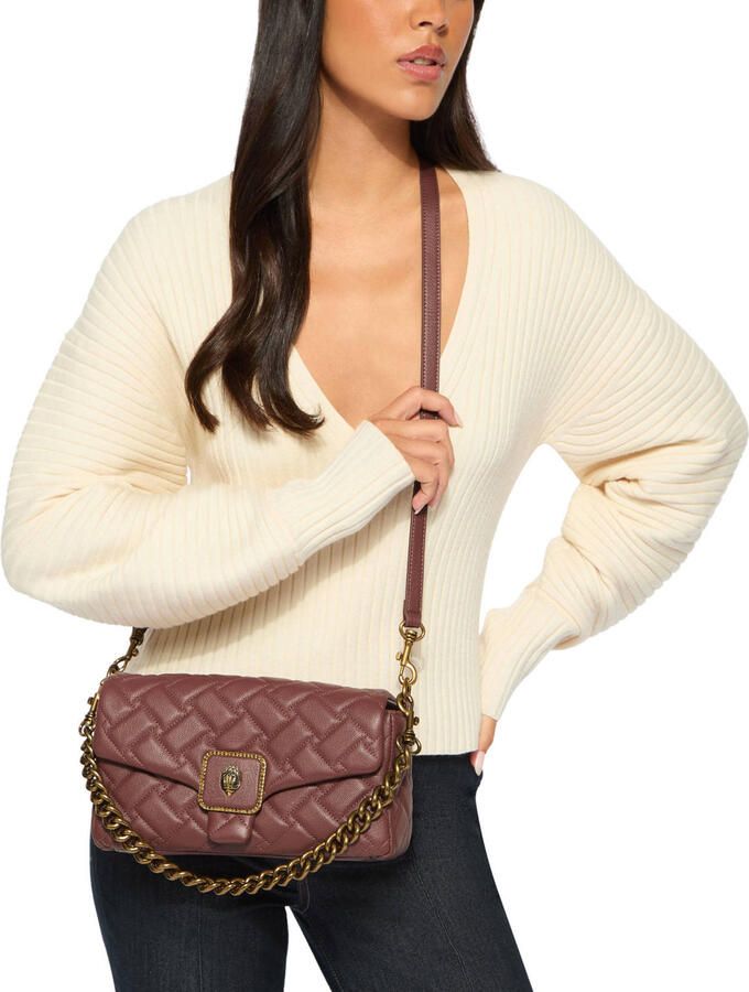 Kurt Geiger leren schoudertas Pimlico roodbruin