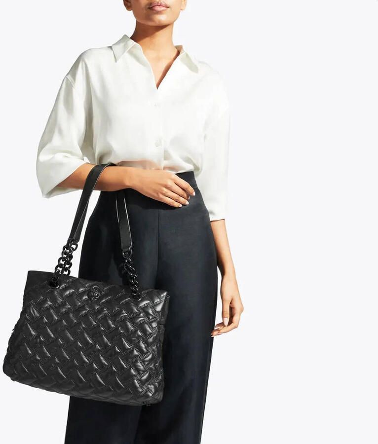 Kurt Geiger Zwarte Gewatteerde Leren Schoudertas Black Dames