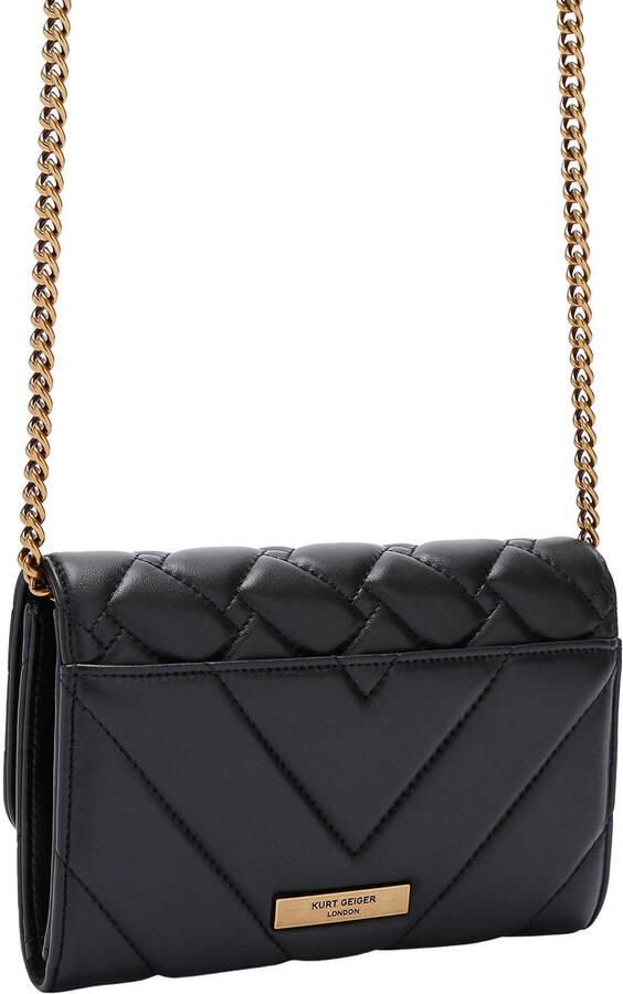 Kurt Geiger Zwarte Gewatteerde Ketting Portemonnee Schoudertas Black Dames