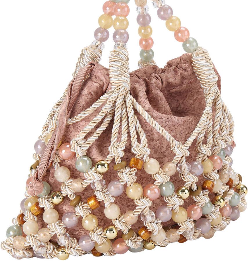 Kurt Geiger mini macramé handtas met kralen beige multi - Foto 2