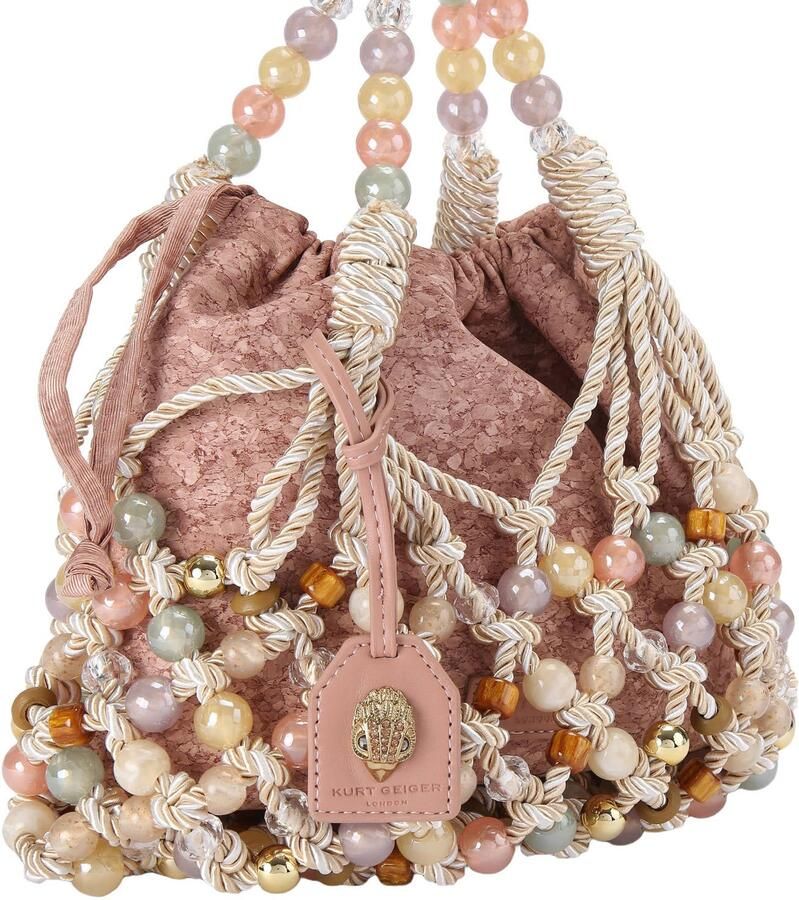 Kurt Geiger mini macramé handtas met kralen beige multi - Foto 3