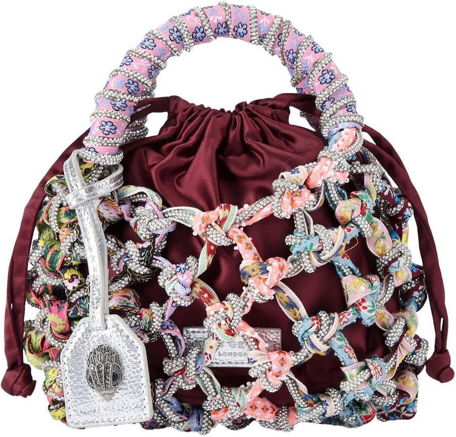 Kurt Geiger mini macramé handtas met strass bordeauxrood - Foto 3