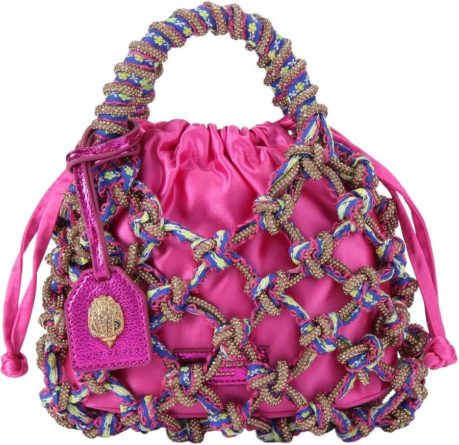 Kurt Geiger mini macramé handtas met strass roze