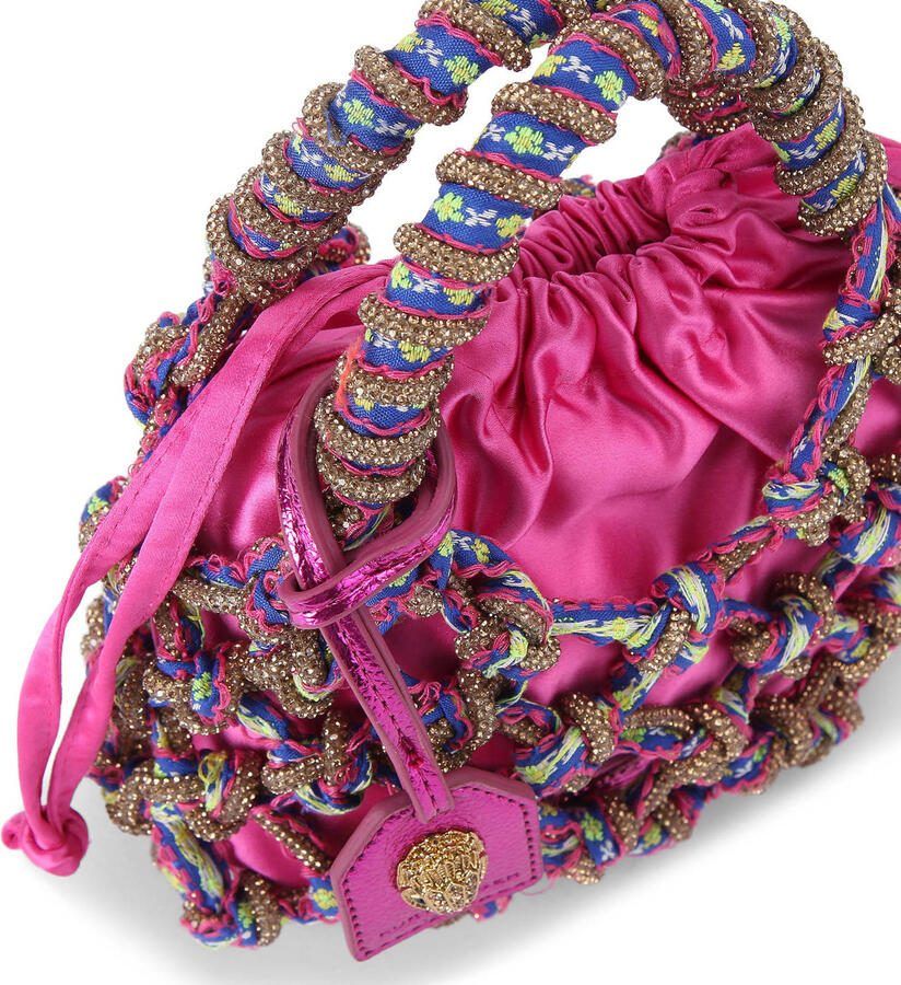 Kurt Geiger mini macramé handtas met strass roze - Foto 3