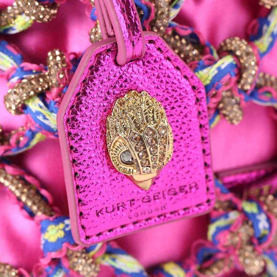 Kurt Geiger mini macramé handtas met strass roze - Foto 2