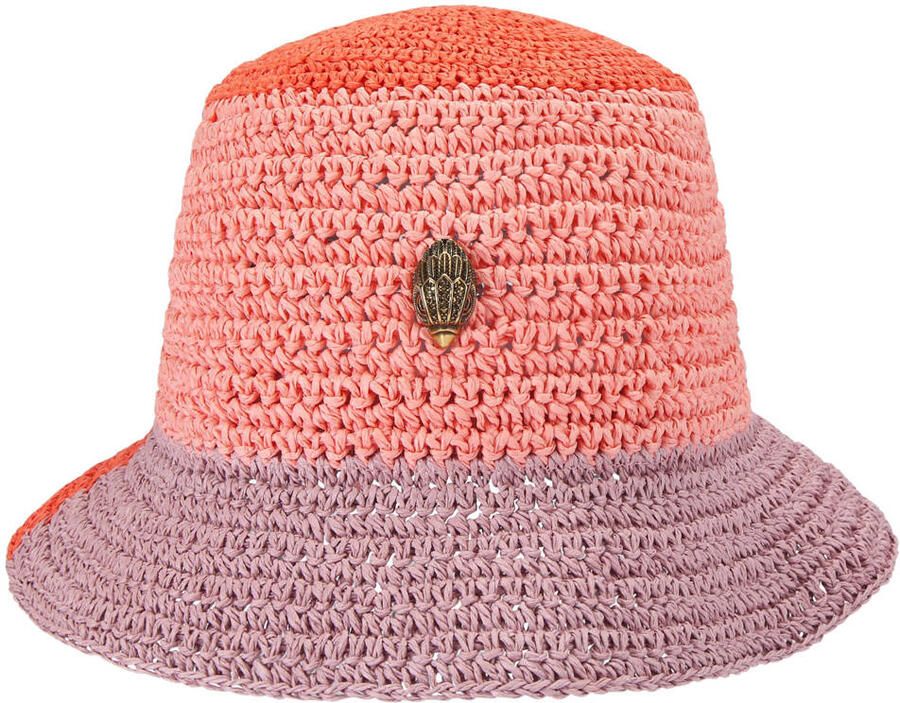 Kurt Geiger raffia bucket hat Eagle multi