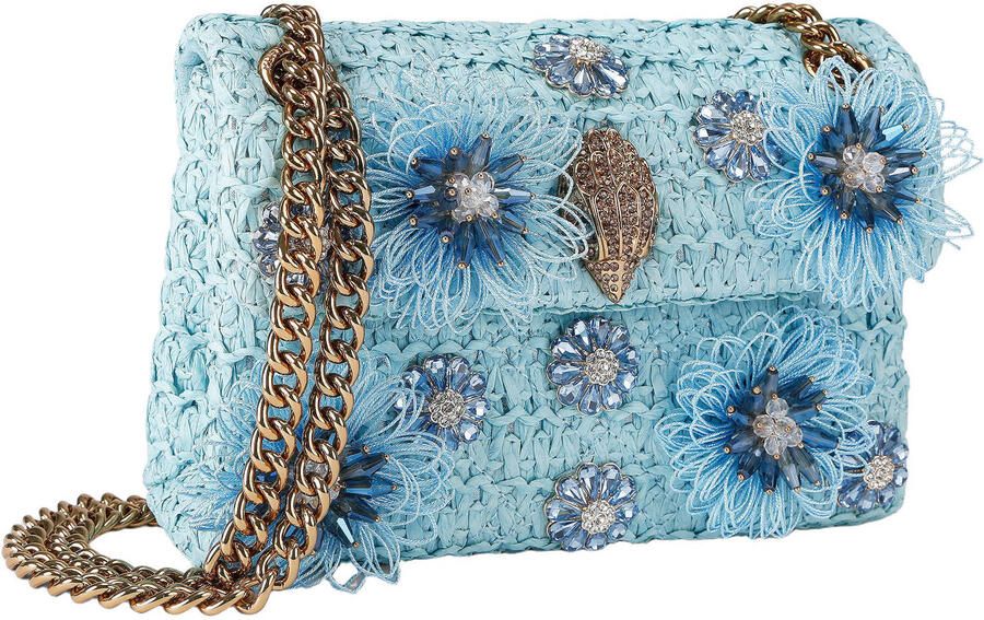 Kurt Geiger raffia crossbody tas Mini Kensington met sierstenen lichtblauw - Foto 3