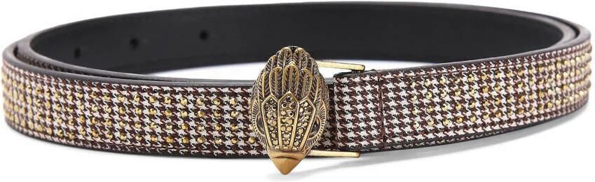 Kurt Geiger riem Eagle met studs en pied-de-poule print zwart wit