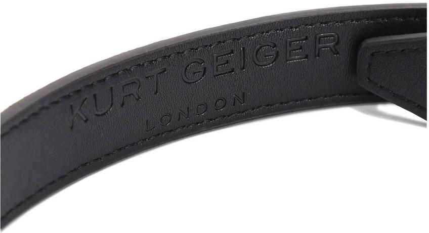 Kurt Geiger riem Eagle met studs en pied-de-poule print zwart wit - Foto 3
