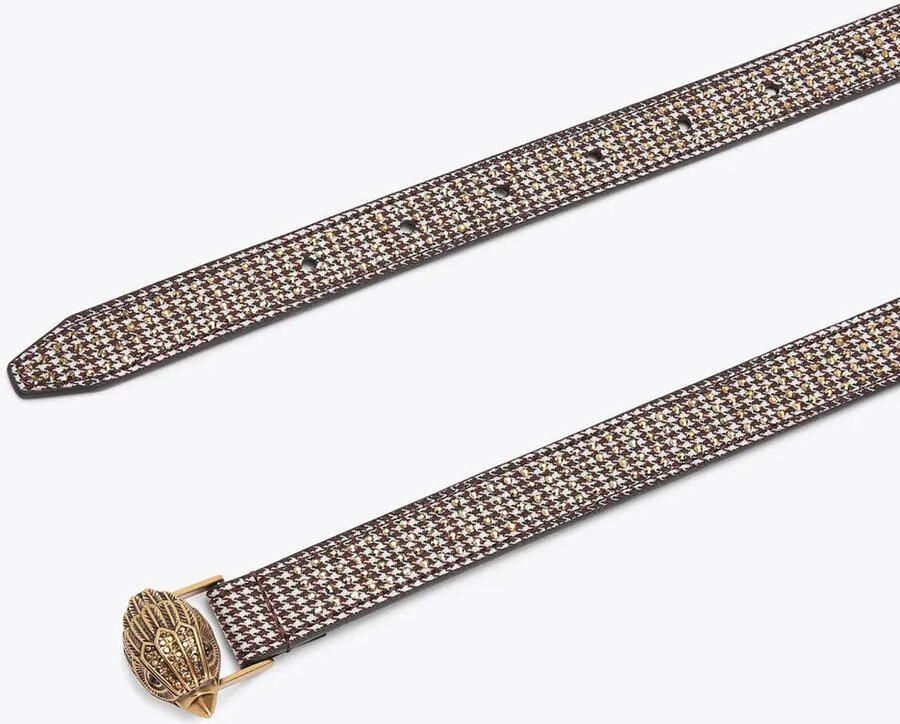Kurt Geiger riem Eagle met studs en pied-de-poule print zwart wit - Foto 4