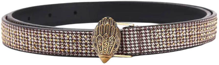 Kurt Geiger riem Eagle met studs en pied-de-poule print zwart wit - Foto 3