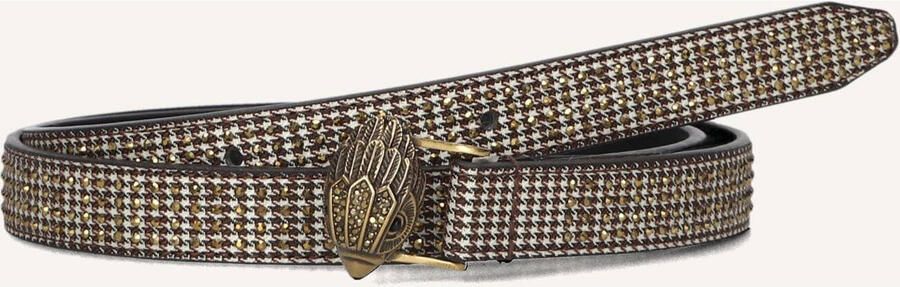 Kurt Geiger riem Eagle met studs en pied-de-poule print zwart wit