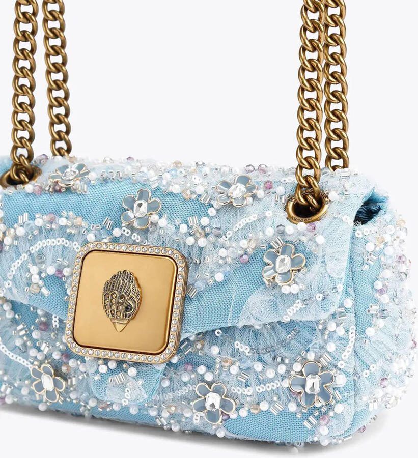Kurt Geiger schoudertas Mini Pimlico met pailletten lichtblauw - Foto 3