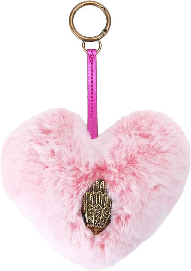Kurt Geiger sleutelhanger Heart Fur Charm roze