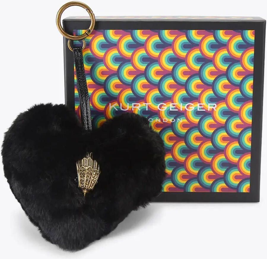 Kurt Geiger sleutelhanger Heart Fur Charm zwart - Foto 3