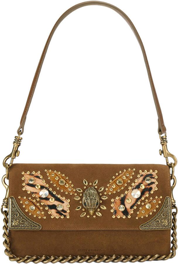 Kurt Geiger suède schoudertas Sloane cognac