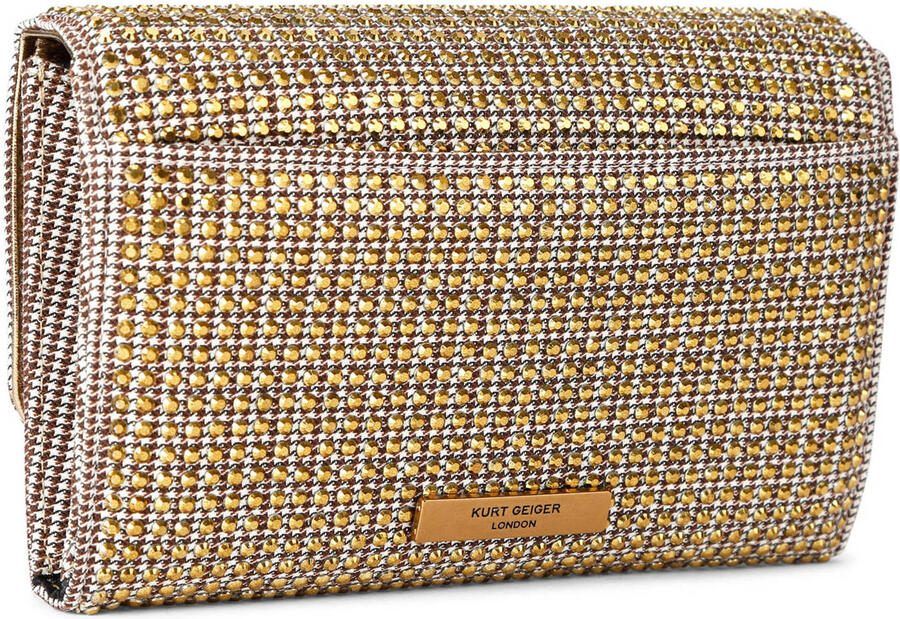 Kurt Geiger telefoontasje Kensington met studs en pied-de-poule print zwart wit