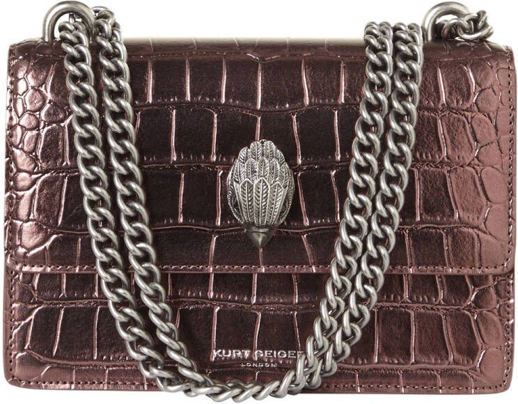 Kurt Geiger metallic crossbody tas Shoreditch Small met crocoprint roodbruin