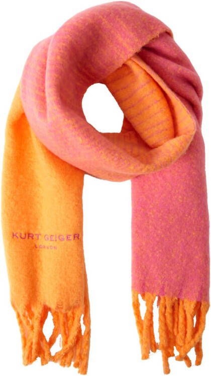 Kurt Geiger sjaal Yarndye met fransjes oranje roze