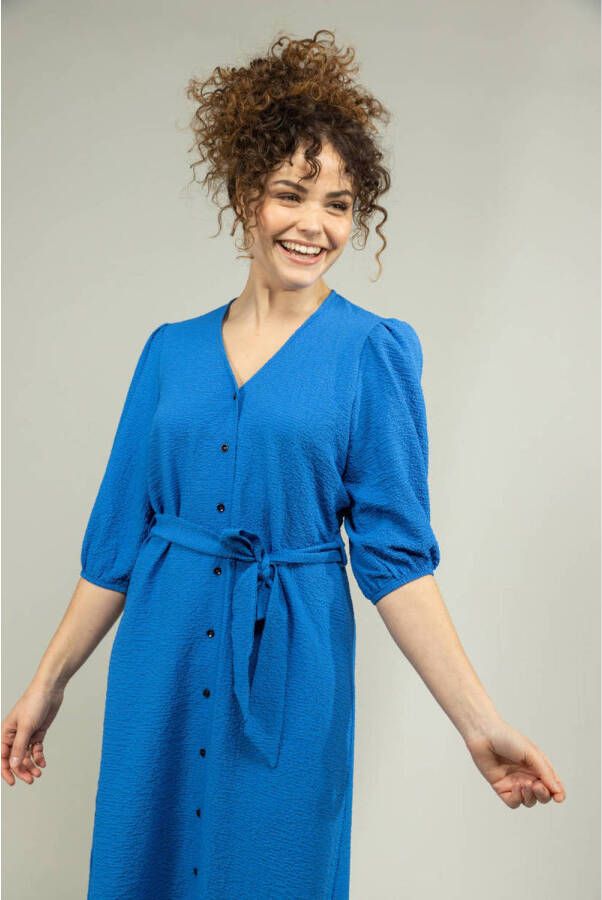 LabeL DOT jurk Senem met ceintuur blauw