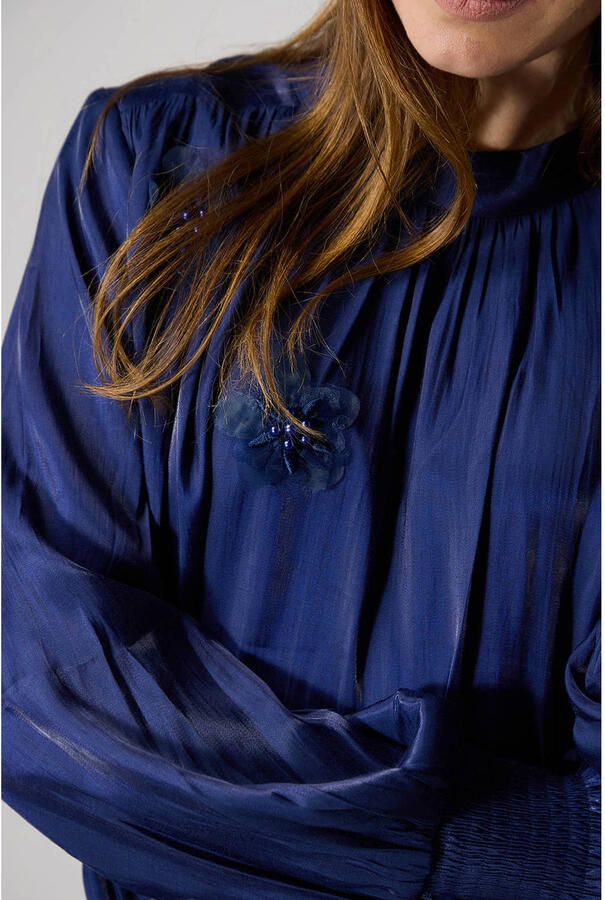 LabeL DOT blouse met borduursels donkerblauw - Foto 2