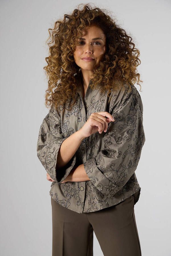 LabeL DOT blouse met pailletten taupe
