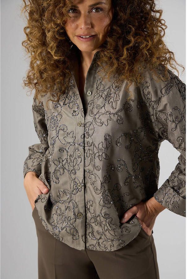 LabeL DOT blouse met pailletten taupe - Foto 2