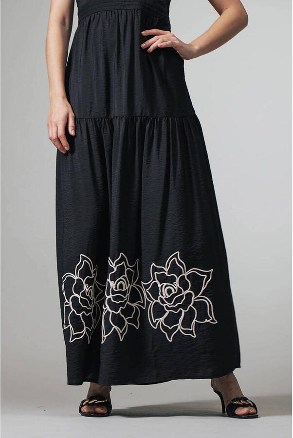 LabeL DOT gebloemde maxi jurk zwart