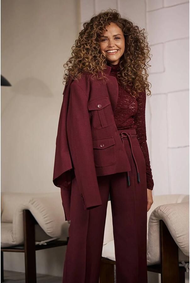 LabeL DOT getailleerde blazer donkerrood - Foto 3
