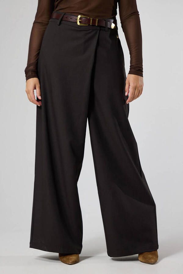 LabeL DOT high waist wide leg broek bruin - Foto 2