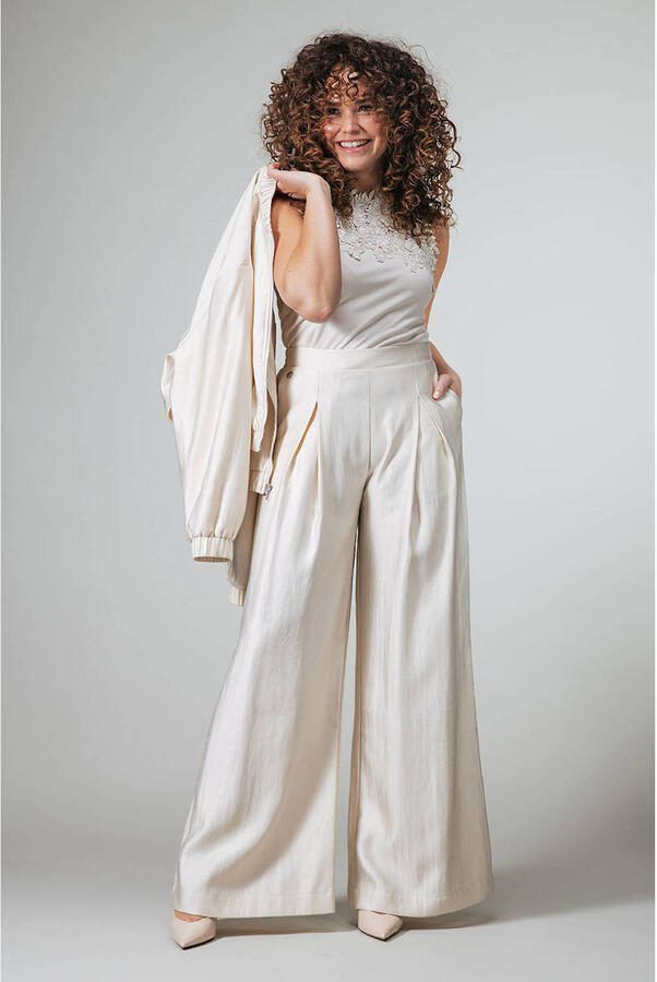 LabeL DOT high waist palazzo broek ecru - Foto 2