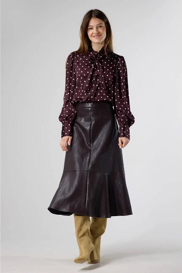 LabeL DOT imitatieleren midi rok donkerbruin