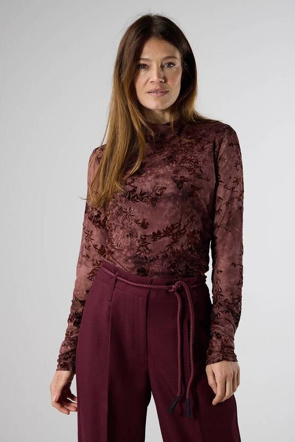 LabeL DOT top met print donkerrood