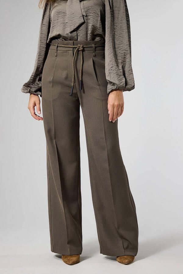 LabeL DOT wide leg pantalon met ceintuur groen