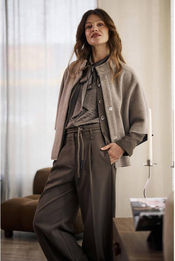 LabeL DOT wide leg pantalon met ceintuur groen - Foto 2