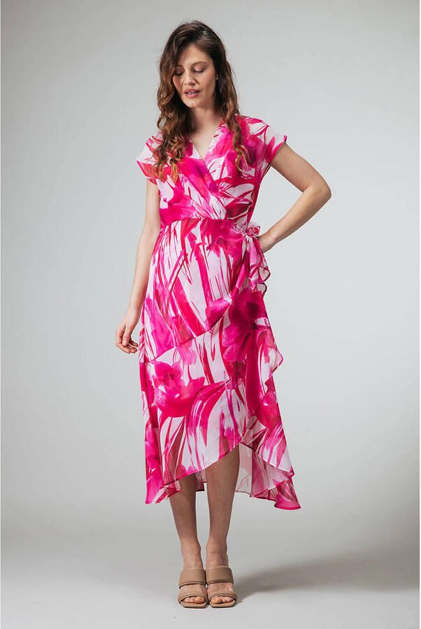 LabeL DOT wikkel- overslagjurk roze